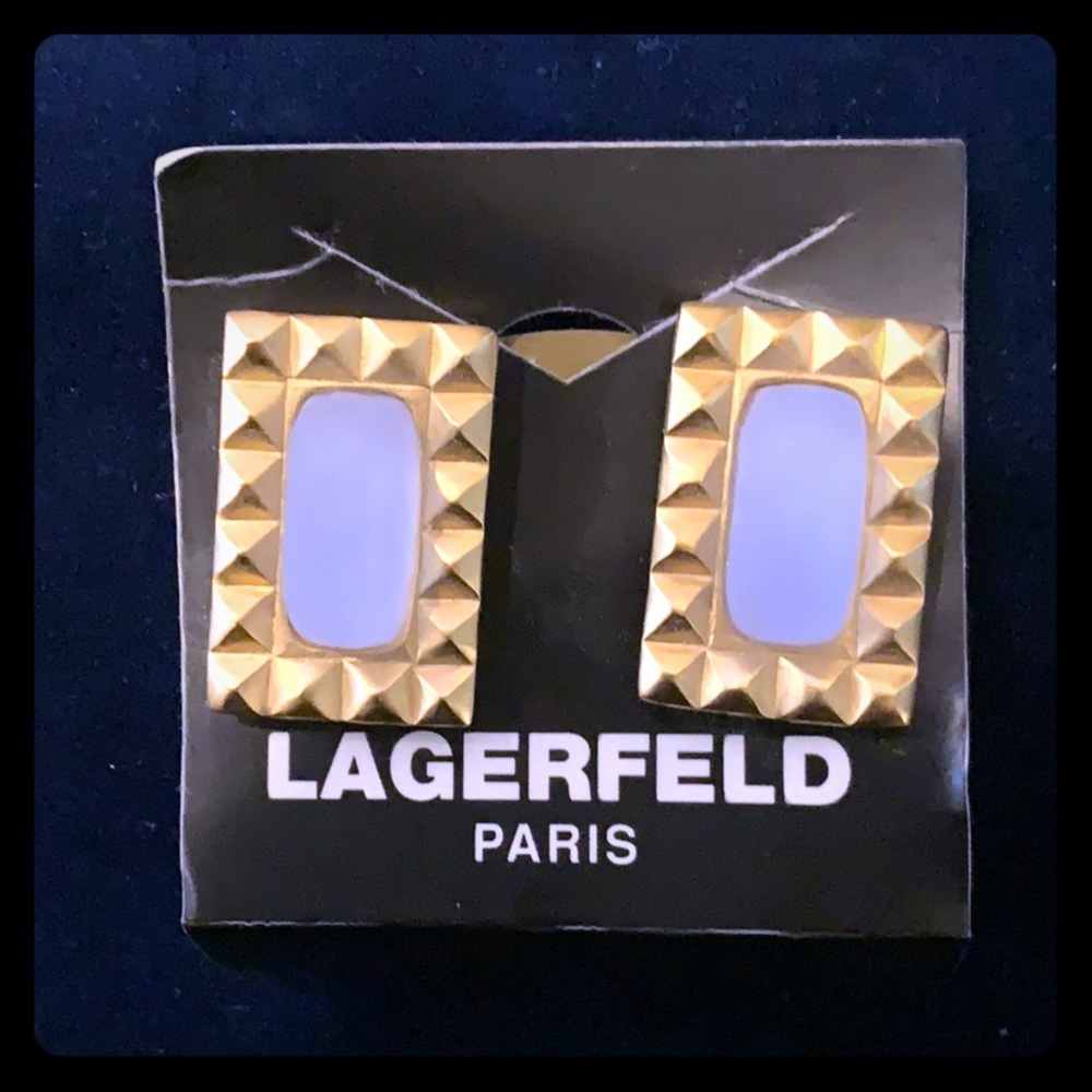 Vintage Karl Lagerfeld Chanel gold blue earring